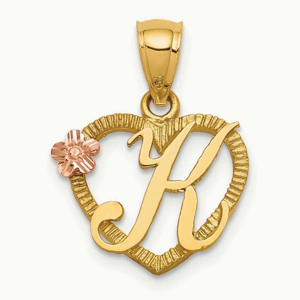 Heart Initial Pendant — 14K Yellow Gold, K