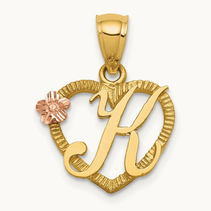 Heart Initial Pendant — 14K Yellow Gold, K
