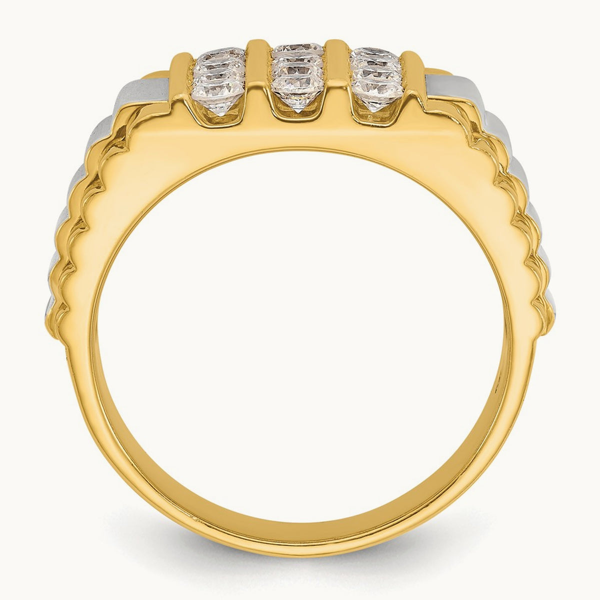 Grooved 4 Row Men's Ring, 1.00 ct tw Lab-Grown Diamond