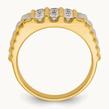 Grooved 4 Row Men's Ring, 1.00 ct tw Lab-Grown Diamond