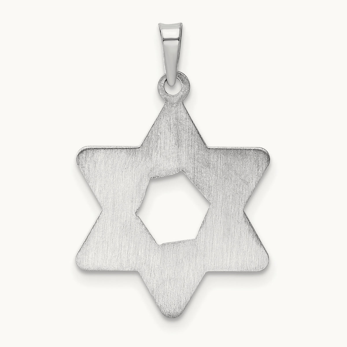 Polished and Textured Solid Star of David Pendant — 14K White Gold, 26.55mm