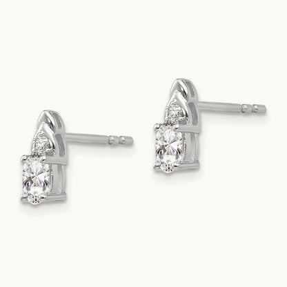 Topaz and Diamond Post Earrings — 14K White Gold