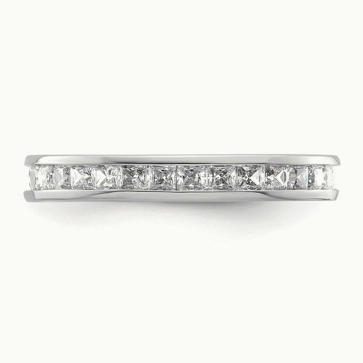 Polished Princess Channel Set Diamond Eternity Band, 1.00 ct tw, 14K Gold — 14K White Gold