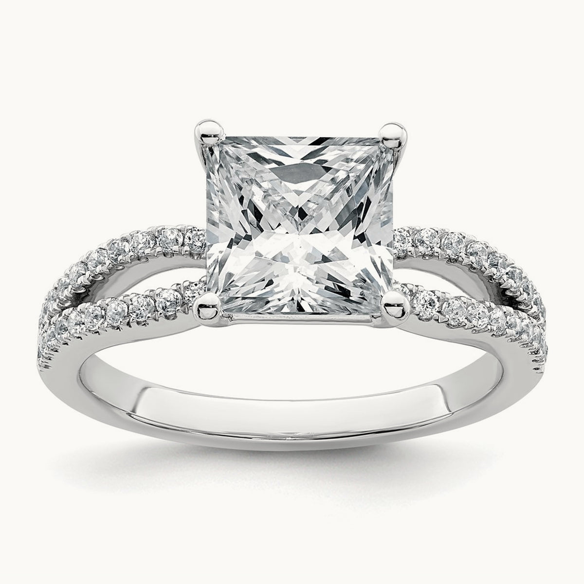 Princess Engagement Ring, 1.25-2.75 ct tw Lab-Grown Diamond — 2 1/4 ct, 14K White Gold