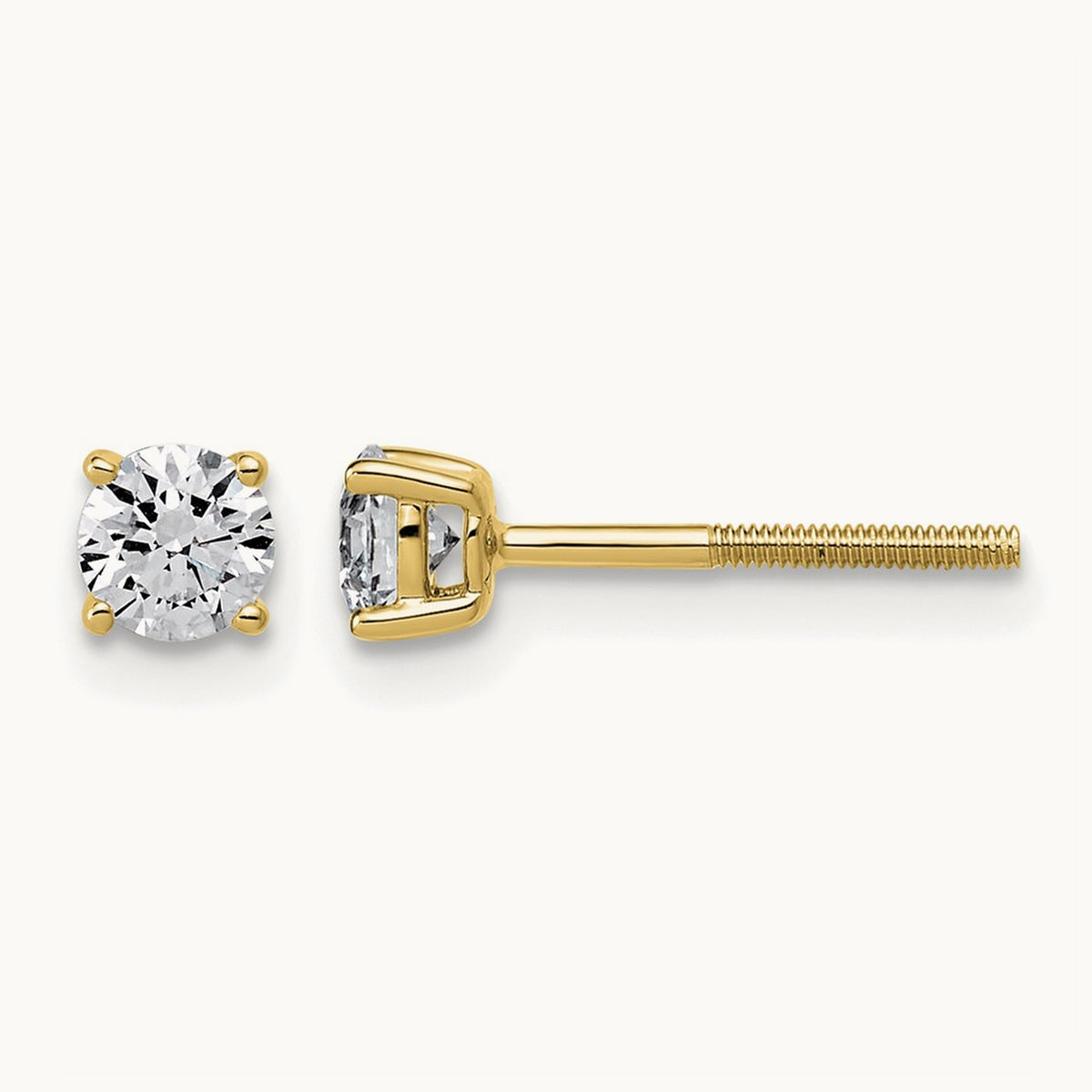 Lightweight Screwback Earrings, 0.25-4.00 ct tw Lab-Grown Diamond — 1/2 ct, 14K Yellow Gold
