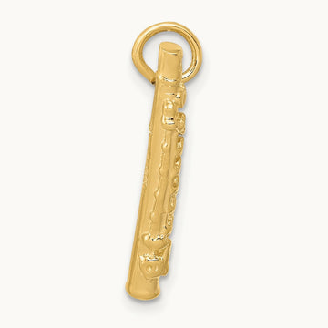 3-D Polished Flute Charm, 14K