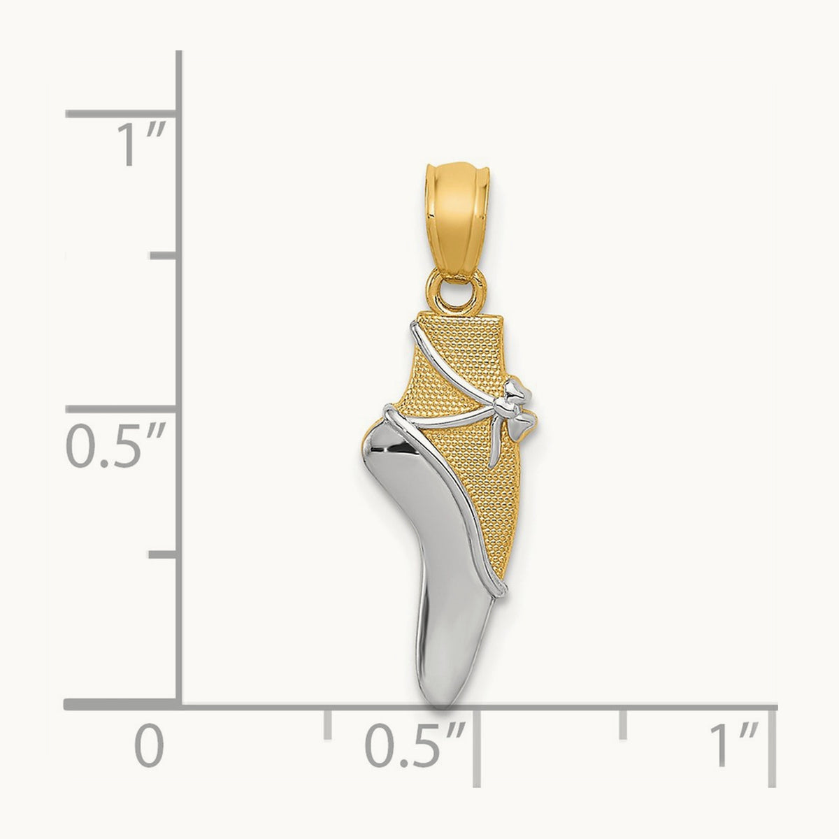 w/Rhodium Ballet Shoe Pendant, 14K