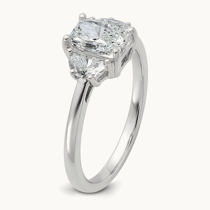 Radiant & 1/2 Moon Engagement Ring, 1.25-4.00 ct tw Lab-Grown Diamond — 1 3/8 ct, 14K White Gold