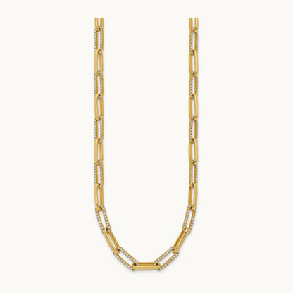 Fashion Paperclip Necklace, 3.75 ct tw Lab-Grown Diamond — 14K Yellow Gold