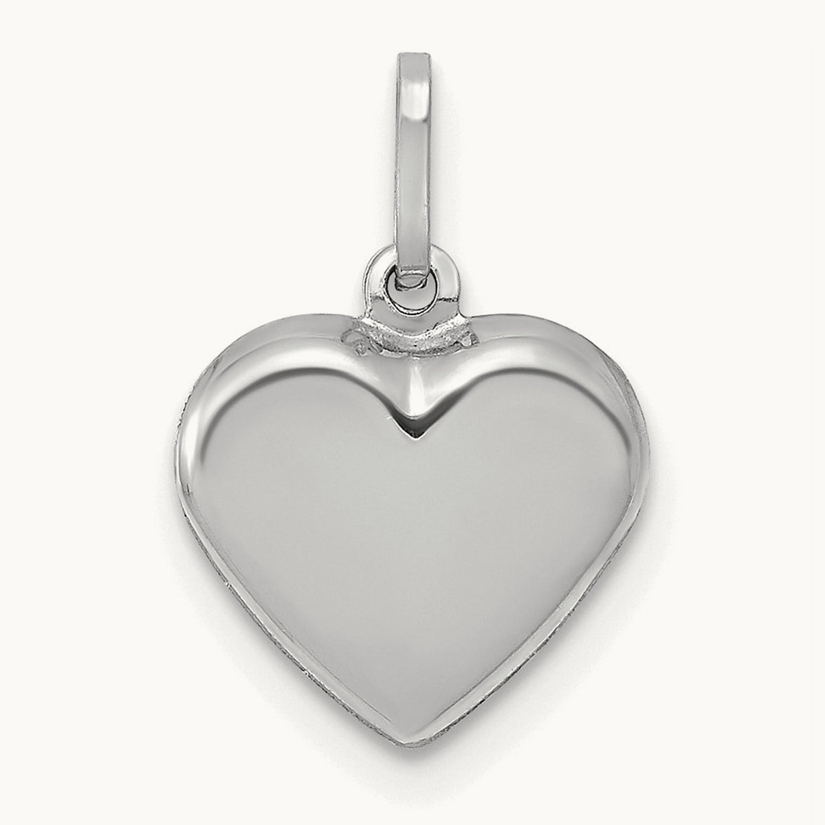 Polished 3-D Heart Pendant — 14K White Gold