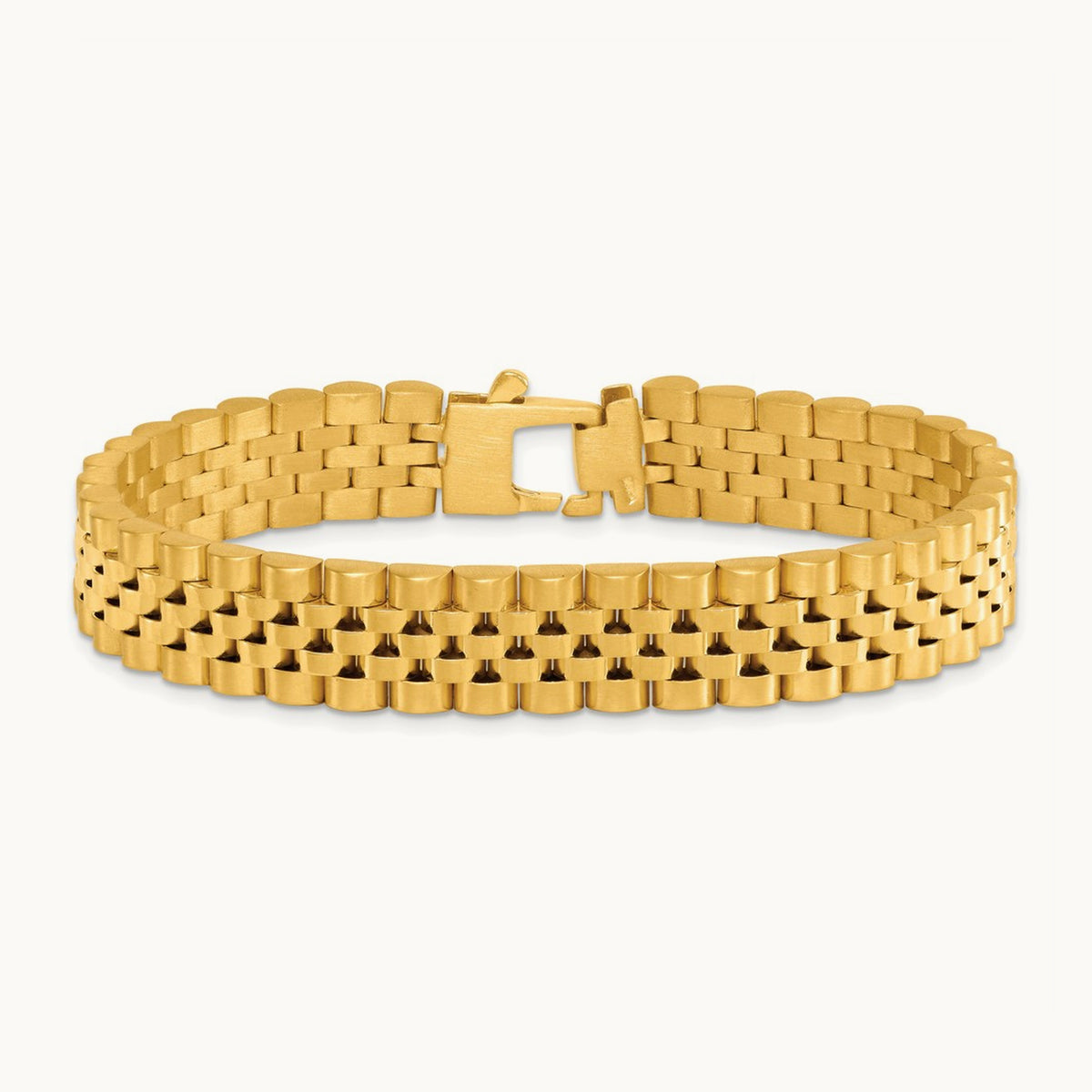 Brushed and Polished Fancy Link Men's Bracelet — 12mm