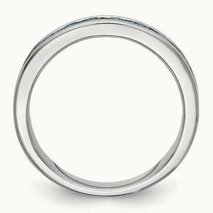 Blue Diamond Band, 14K White Gold