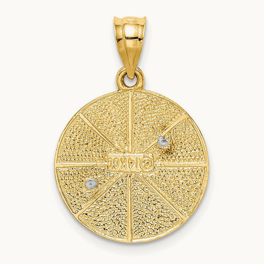 Solid Satin Finish Flat Back Star of David Disc Charm, 14K Two-tone