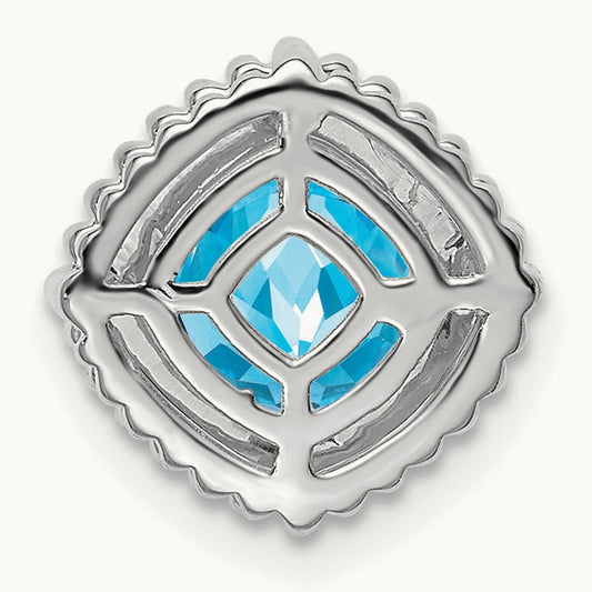 Cushion Blue Topaz Chain Slide — 14K White Gold