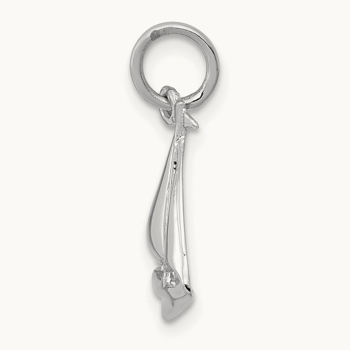 Solid Polished 3-D Sailboat Charm, 14K White Gold