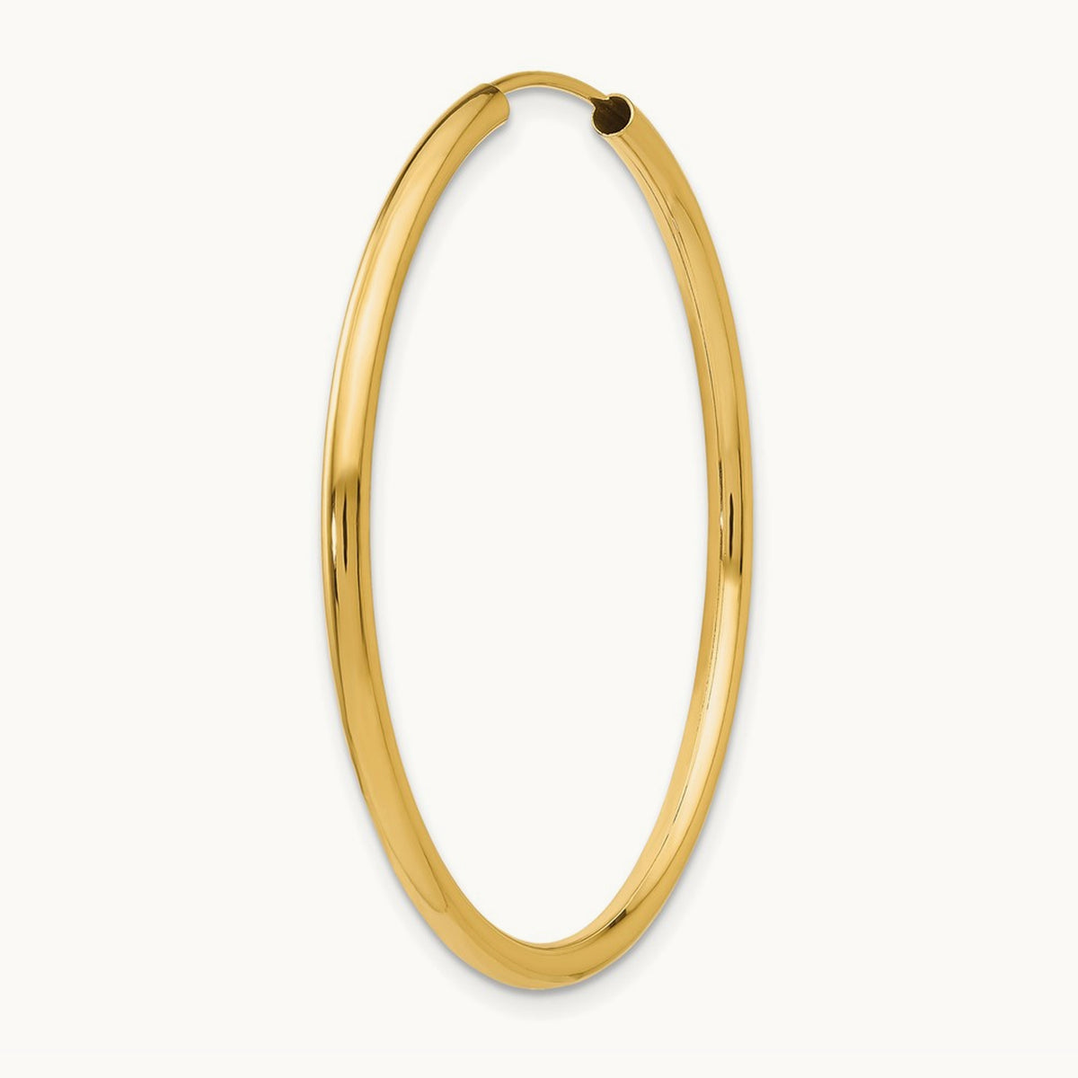 Single 14k Polished Round Endless Hoop Earring, 2mm