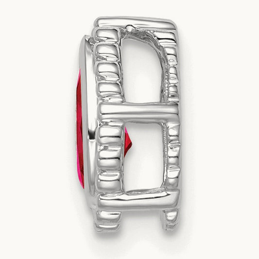 Pear Ruby Chain Slide — 14K White Gold