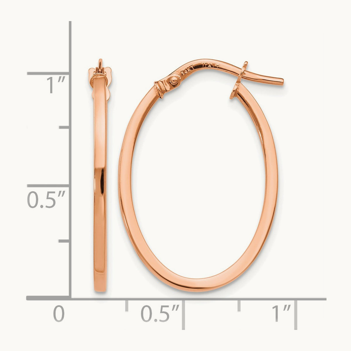 Polished Oval Hoop Earrings, 14K Rose Gold — Leslie's