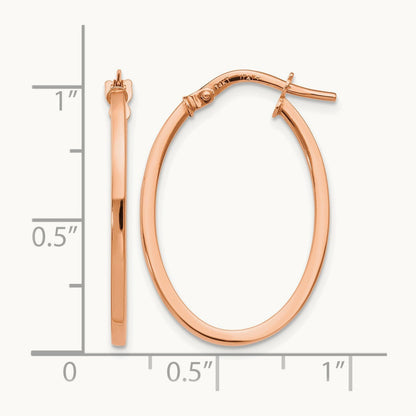 Polished Oval Hoop Earrings, 14K Rose Gold — Leslie's