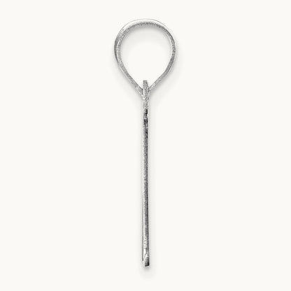 Polished Etched Letter M Initial Pendant, 14K White Gold