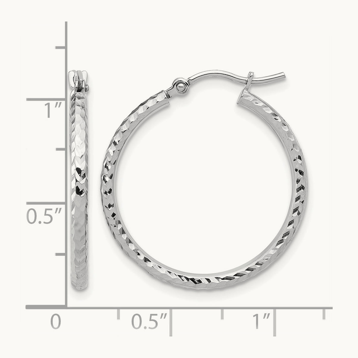 Diamond-cut Round Tube Hoop Earrings, 2mm — Leslie's