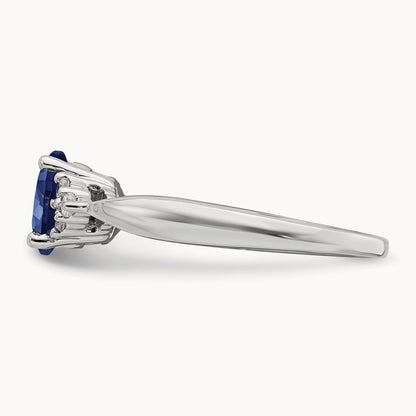 Created Sapphire and Diamond Ring, 14K White Gold