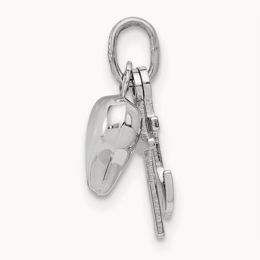 3D Heart, Cross And Anchor Pendant, 14K White Gold