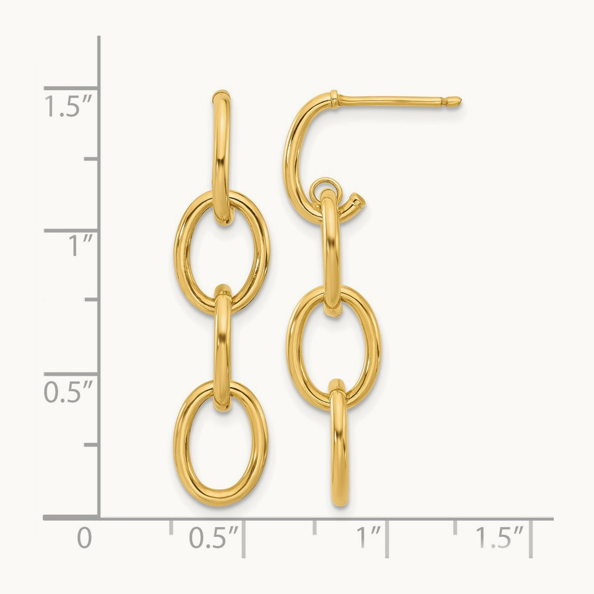 Polished Triple Circle Link Dangle Post Earrings, 14K — Leslie's