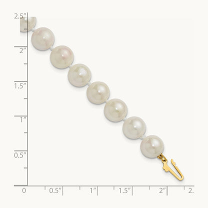 8- Round White Saltwater Akoya Cultured Pearl Bracelet, 9mm, 14K