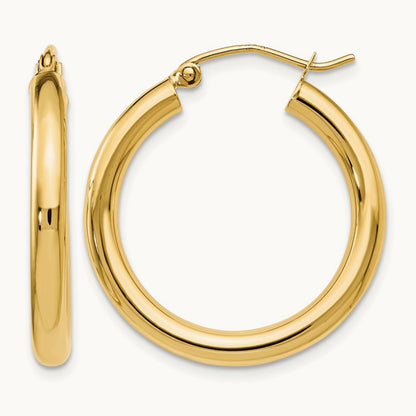 Polished Hoop Earrings, 14K — Leslie's