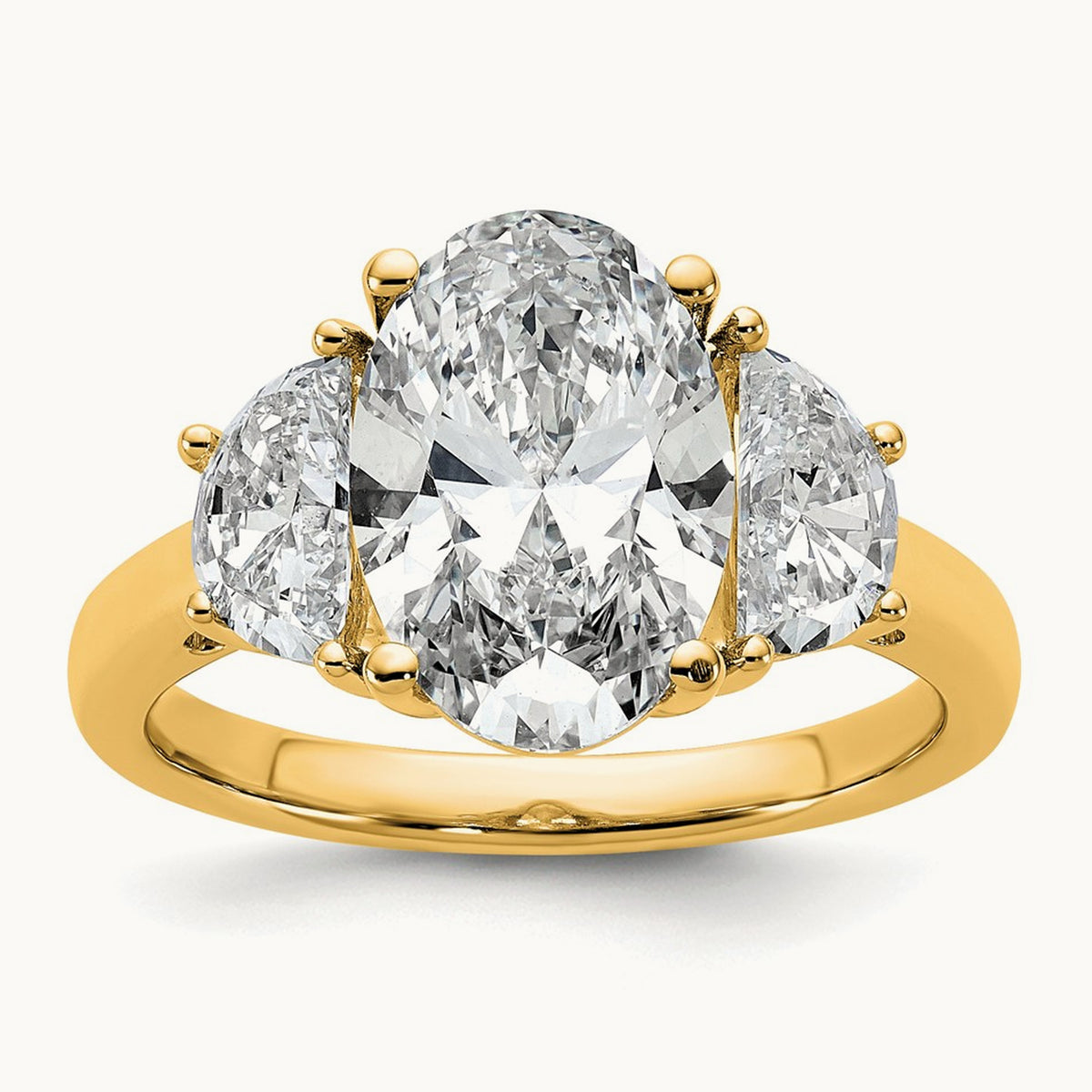 Half Moon and Oval Semi-Mount Engagement Ring, 0.50-1.00 ct tw Lab-Grown Diamond — 1 ct, 14K Yellow Gold
