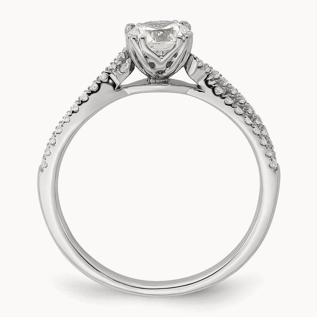 Criss-Cross 3/4ct Round Semi-Mount Eng Dia Ring, 14K White Gold