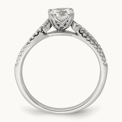 Criss-Cross 3/4ct Round Semi-Mount Eng Dia Ring, 14K White Gold