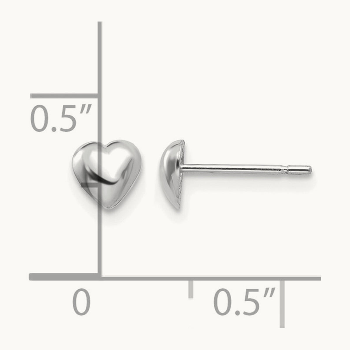 Polished Heart Post Earrings, 14K White Gold