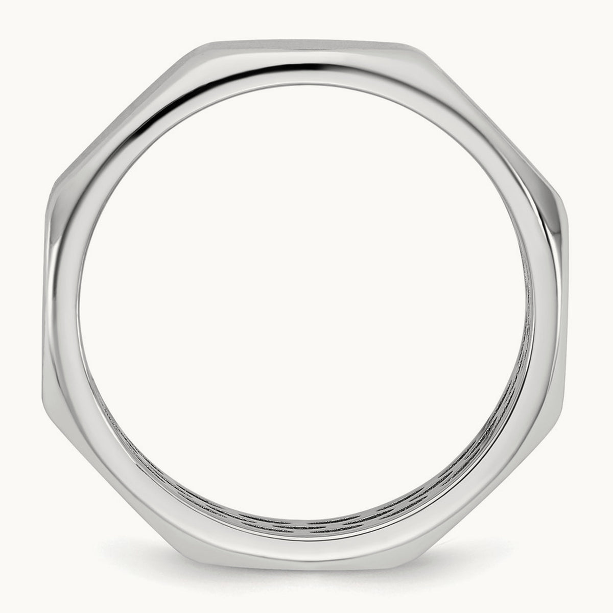 IB Goodman Men's Satin Octagonal Ring, 5.8mm — 14K White Gold
