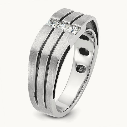 Men's w/Black Rhod Satin Diamond Complete Ring — IBGoodman — photo set
