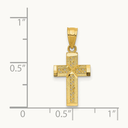 Diamond-cut Cross w/X Center Pendant, 14K
