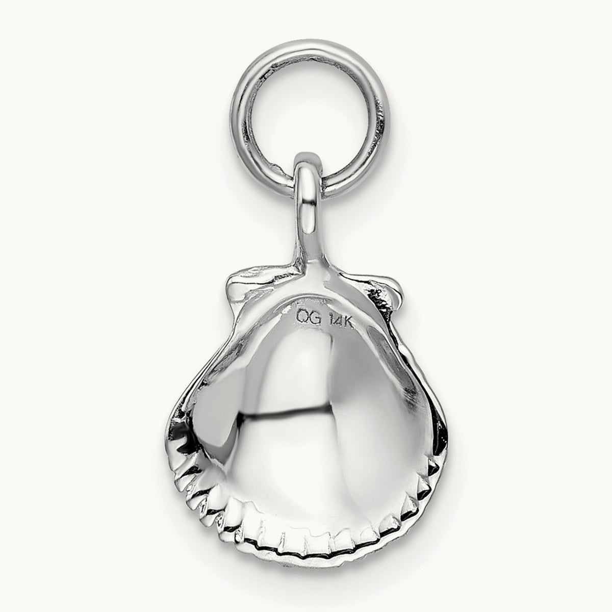 Seashell Pendant, 14K White Gold