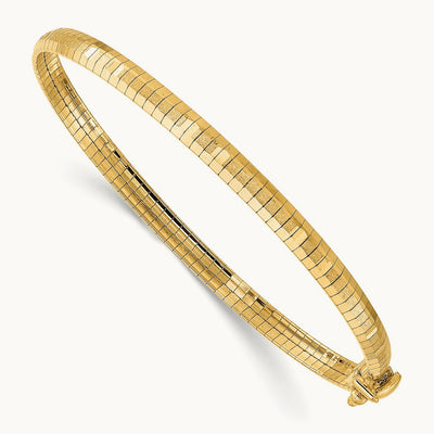 Polished & Satin Diamond-cut Omega Bracelet — 14K Yellow Gold