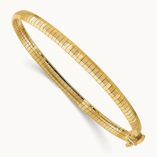Polished & Satin Diamond-cut Omega Bracelet — 14K Yellow Gold