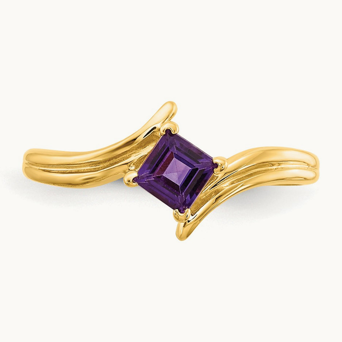 Princess Cut Amethyst Ring — 14K Yellow Gold