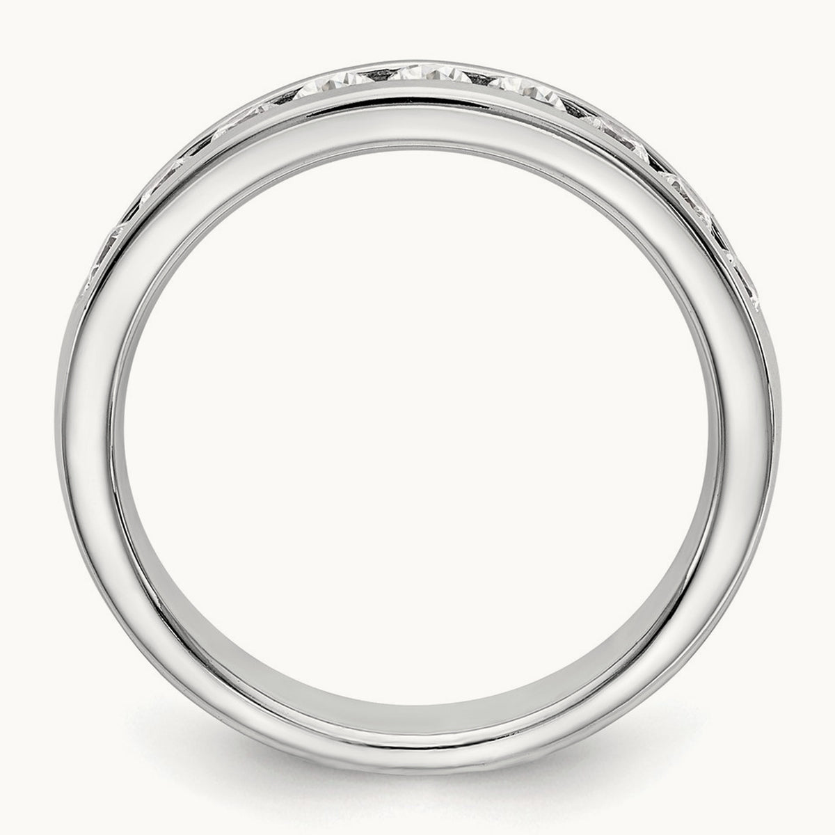 9-Stone Diamond Channel Band, 14K White Gold