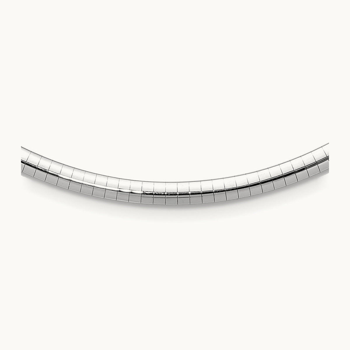Domed Omega Necklace — 14K White Gold, 16mm, 4mm