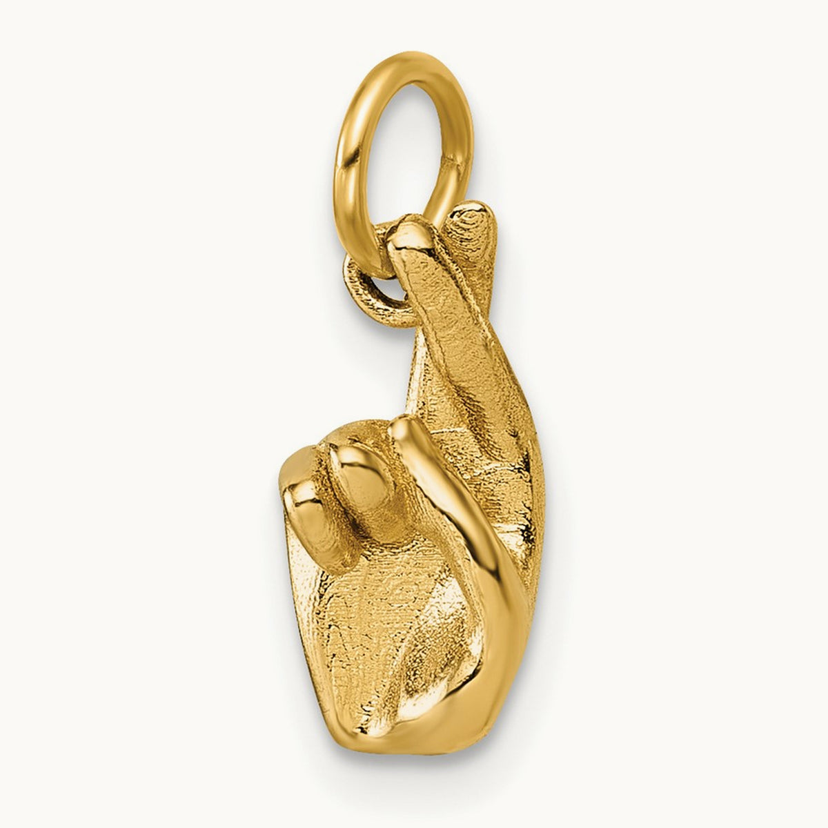 American Sign Language Alphabet Fingerspelling Sign R Pendant, 14K