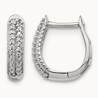 Polished Diamond Hinged Hoop Earrings — 14K White Gold