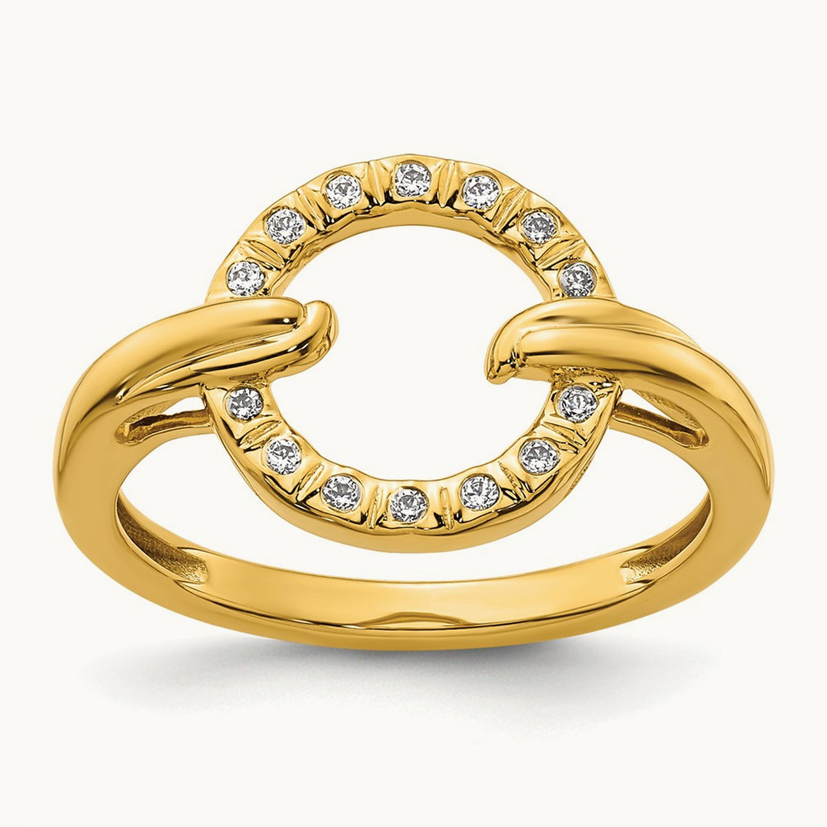 Polished Diamond Open Circle Fashion Ring, 14K