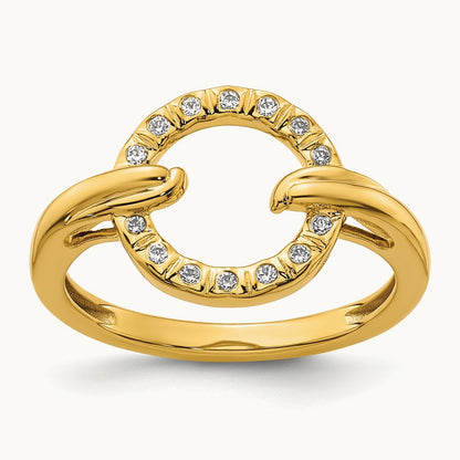 Polished Diamond Open Circle Fashion Ring, 14K