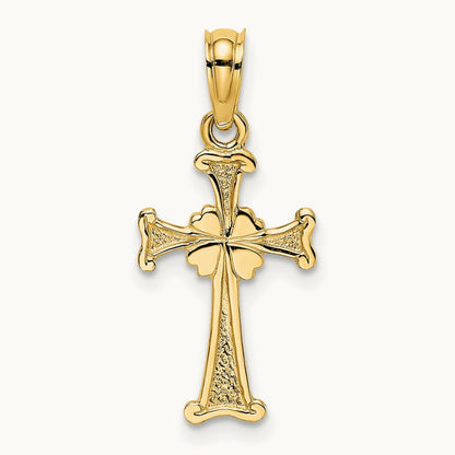 4-Leaf Clover Cross Charm, 14K