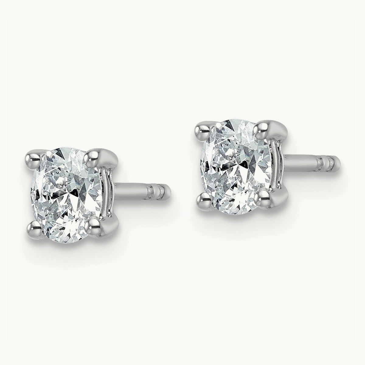 Oval Four-Prong Stud Earrings, 0.50-6.00 ct tw Lab-Grown Diamond — 1/2 ct, 14K White Gold