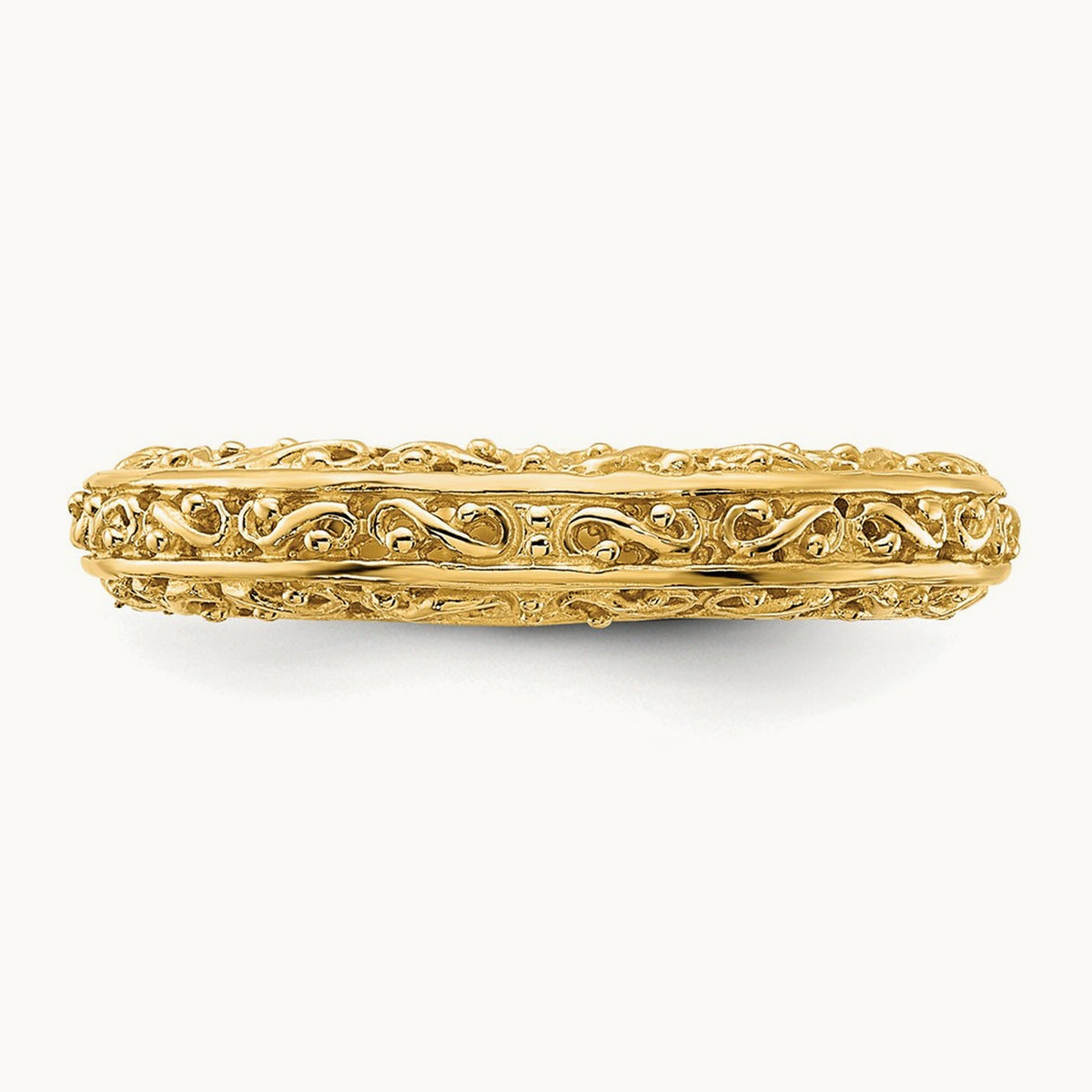 Filigree Wedding Band — 14K Yellow Gold